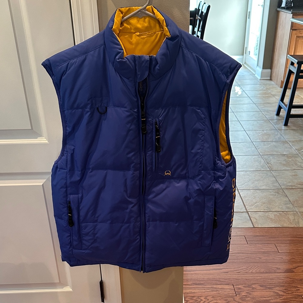 Men's Blue and Yellow Puffer Vest